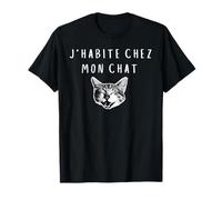J'habite Chez Mon Chat Drôle Maglietta