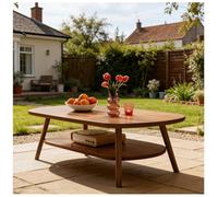 JHAISMAO Legno Massiccio metà Secolo Moderno Tavolino, 2 Livelli Scaffale di Stoccaggio, Facile da Montare Minimalista Mobili per Soggiorno E Piccoli Spazi(Size:80X40X42CM,Color:A)