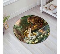 JHAOUNUK Morbido tappeto da bagno, 60 x 60 cm, casa in legno sulla riva del fiume, antiscivolo, lavabile, morbido tappeto da bagno, assorbente