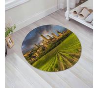JHAOUNUK Morbido tappeto da bagno, 60 x 60 cm, il bellissimo villaggio di Serralunga d'Alba e i suoi vigneti nel Regi, antiscivolo, lavabile, tappetino da bagno morbido e assorbente