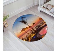 JHAOUNUK Morbido tappeto da bagno, 60 x 60 cm, in estate, bella vista dell'alba rossa sulla zona della piscina, antiscivolo, lavabile, tappetino da bagno, assorbente