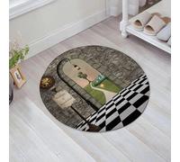 JHAOUNUK Morbido tappeto da bagno, 60 x 60 cm, motivo: Benvenuti nel paese delle meraviglie, antiscivolo, lavabile, morbido tappeto da bagno, assorbente