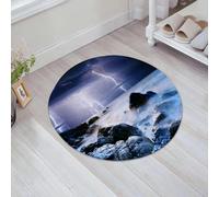 JHAOUNUK Morbido tappeto da bagno, 60 x 60 cm, motivo temporale estivo che inizia con i flash, antiscivolo, lavabile, morbido tappeto da bagno assorbente