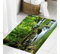 JHAOUNUK Morbido tappeto da bagno, 60 x 90 cm, decorazione per la casa delle nazioni della foresta pluviale, ruscello di montagna in una pioggia tropicale, antiscivolo, lavabile, morbido tappeto da