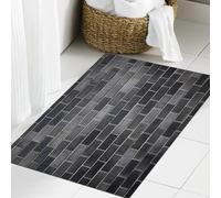 JHAOUNUK Morbido tappeto da bagno, 60 x 90 cm, grigio e bianco, moderno piastrelle da parete in mattoni, urbanistica, architettura, antiscivolo, lavabile, tappetino da bagno soffice, assorbente