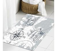 JHAOUNUK Morbido tappeto da bagno, 60 x 90 cm, motivo: navi antiche, avventure di viaggio e scoperte, motivo senza cuciture, antiscivolo, lavabile, tappetino da bagno, assorbente