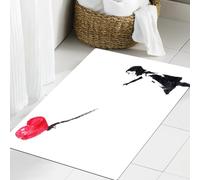 JHAOUNUK Morbido tappeto da bagno, 60 x 90 cm, ragazza lascia uscire un palloncino rosso a forma di cuore, antiscivolo, lavabile, morbido tappetino da bagno assorbente