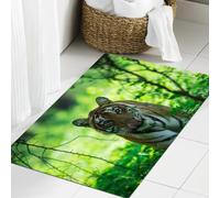 JHAOUNUK Morbido tappeto da bagno, 60 x 90 cm, una tigre è stata avvistata nel monsone, come la foresta del Ranth, antiscivolo, lavabile, tappetino da bagno soffice, assorbente
