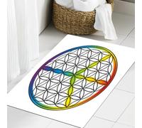 JHAOUNUK Rapida essiccazione bagno Mat,assorbente pavimento Mat per la casa, gomma antiscivolo Bottom, facile da pulire, bagno doccia Mat,fiore della vita e segno di pace combinati in un simbolo