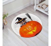 JHAOUNUK Tappetino da bagno ad asciugatura rapida, tappetino assorbente per la casa, fondo antiscivolo in gomma, facile da pulire, tappetino da bagno per doccia, zucca di Halloween con una scopa, 61 x