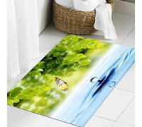 JHAOUNUK Tappetino da bagno ad asciugatura rapida, tappetino assorbente per la casa, fondo antiscivolo in gomma, facile da pulire, tappetino da bagno per doccia, farfalle, farfalla volante con foglie
