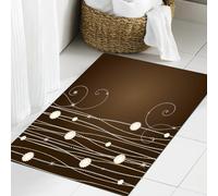 JHAOUNUK Tappetino da bagno ad asciugatura rapida, tappetino assorbente per la casa, fondo antiscivolo in gomma, facile da pulire, tappetino da bagno per doccia, cioccolato, fiori astratti con linee