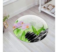 JHAOUNUK Tappetino da bagno ad asciugatura rapida, tappetino assorbente per la casa, fondo antiscivolo in gomma, facile da pulire, tappetino da bagno per doccia, pietre di basalto zen e orchidea con