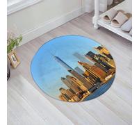 JHAOUNUK Tappetino da bagno ad asciugatura rapida, tappetino assorbente per la casa, fondo antiscivolo in gomma, facile da pulire, tappetino da bagno per doccia, skyline di New York, edifici USA