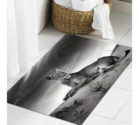 JHAOUNUK Tappetino da bagno ad asciugatura rapida, tappetino assorbente per la casa, fondo antiscivolo in gomma, facile da pulire, tappetino da bagno per doccia, decorazioni bianche e nere, leonessa