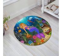JHAOUNUK Tappetino da bagno ad asciugatura rapida, tappetino assorbente per la casa, fondo antiscivolo in gomma, facile da pulire, tappetino da bagno per doccia, sirena seduta su una roccia sott'acqua
