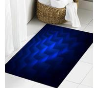 JHAOUNUK Tappetino da bagno ad asciugatura rapida, tappetino assorbente per la casa, fondo antiscivolo in gomma, facile da pulire, tappetino da bagno per doccia, blu scuro, strisce storte astratte a