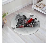 JHAOUNUK Tappeto Bagno Super Assorbente Tappetino per Doccia Microfibra,Asciugatura Rapida Tappetino Doccia per,Macchina a vapore, locomotiva rossa nera su rotaie d'acciaio,60x60cm