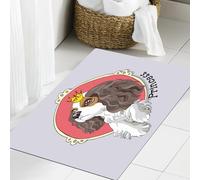 JHAOUNUK Tappeto Bagno Super Assorbente Tappetino per Doccia Microfibra,Asciugatura Rapida Tappetino Doccia per,Cucciolo di Cavalier King Charles Spaniel con corona da principessa in una corni,60x90cm