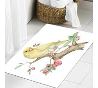 JHAOUNUK Tappeto Bagno Super Assorbente Tappetino per Doccia Microfibra,Asciugatura Rapida Tappetino Doccia per,Canarino su un ramo fiorito isolato su bianco,60x90cm