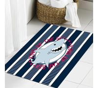 JHAOUNUK Tappeto Bagno Super Assorbente Tappetino per Doccia Microfibra,Asciugatura Rapida Tappetino Doccia per,disegno vettoriale dello squalo dei cartoni animati re del mare design della mag,60x90cm