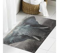 JHAOUNUK Tappeto Bagno Super Assorbente Tappetino per Doccia Microfibra,Asciugatura Rapida Tappetino Doccia per,Immagine in bianco e nero in stile vintage di un elefante africano nel Parco naz,50x80cm