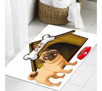 JHAOUNUK Tappeto Bagno Super Assorbente Tappetino per Doccia Microfibra,Asciugatura Rapida Tappetino Doccia per,Cane davanti a casa sua con una ciotola di cibo,60x90cm