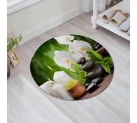 JHAOUNUK Tappeto Bagno Super Assorbente Tappetino per Doccia Microfibra,Asciugatura Rapida Tappetino Doccia per,pietre di basalto zen e orchidea sul legno,60x60cm
