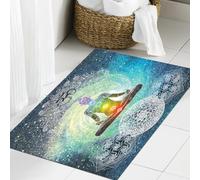 JHAOUNUK Tappeto Bagno Super Assorbente Tappetino per Doccia Microfibra,Asciugatura Rapida Tappetino Doccia per,Uomo digitale che fa yoga per l'energia spirituale. Illustrazione di un uomo che,60x90cm
