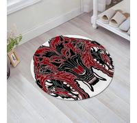 JHAOUNUK Tappeto Bagno Super Assorbente Tappetino per Doccia Microfibra,Asciugatura Rapida Tappetino Doccia per,testa di cerbero logo dall'inferno pronto a combattere,60x60cm
