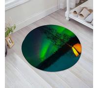 JHAOUNUK Tappeto Bagno Super Assorbente Tappetino per Doccia Microfibra,Asciugatura Rapida Tappetino Doccia per,Campeggio nel nord con l'aurora boreale in alto - Aurora Boreale,60x60cm