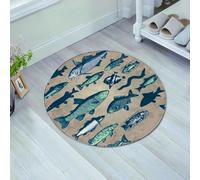 JHAOUNUK Tappeto Bagno Super Assorbente Tappetino per Doccia Microfibra,Asciugatura Rapida Tappetino Doccia per,Pesci Nautico Costiero Tema Marino, Creature Marine Tropicale Acquario Acqua Art,60x60cm