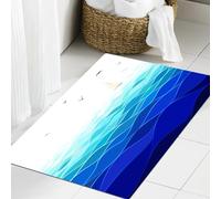 JHAOUNUK Tappeto Bagno Super Assorbente Tappetino per Doccia Microfibra,Asciugatura Rapida Tappetino Doccia per,Aqua, barca a vela con onda marina grafica con uccello vista mare Horiz,60x90cm