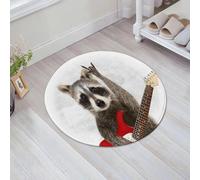 JHAOUNUK Tappeto Bagno Super Assorbente Tappetino per Doccia Microfibra,Asciugatura Rapida Tappetino Doccia per,Ritratto di un buffo procione con chitarra elettrica che mostra un gesto rock is,60x60cm