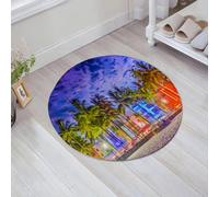 JHAOUNUK Tappeto Bagno Super Assorbente Tappetino per Doccia Microfibra,Asciugatura Rapida Tappetino Doccia per,Miami Beach Florida USA su Ocean Drive al tramonto, controlli rapidi del mouse,60x60cm