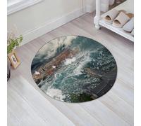 JHAOUNUK Tappeto Bagno Super Assorbente Tappetino per Doccia Microfibra,Asciugatura Rapida Tappetino Doccia per,Tsunami onda apocalittica acqua vista urbano inondazione Tempesta. Illustrazione,60x60cm