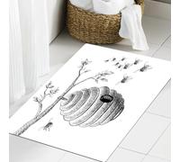 JHAOUNUK Tappeto Bagno Super Assorbente Tappetino per Doccia Microfibra,Asciugatura Rapida Tappetino Doccia per,Arnia diselvatiche su un albero. Schizzo di imitazione di un scratch board.,60x90cm