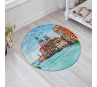 JHAOUNUK Tappeto Bagno Super Assorbente Tappetino per Doccia Microfibra,Asciugatura Rapida Tappetino Doccia per,Italia, Canal Grande e Basilica Santa Maria della Salute Architettura Storica, B,60x60cm