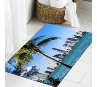 JHAOUNUK Tappeto Bagno Super Assorbente Tappetino per Doccia Microfibra,Asciugatura Rapida Tappetino Doccia per,Skyline del centro di Miami di giorno con la baia di Biscayne,60x90cm