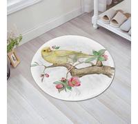JHAOUNUK Tappeto Bagno Super Assorbente Tappetino per Doccia Microfibra,Asciugatura Rapida Tappetino Doccia per,Canarino su un ramo fiorito isolato su bianco,60x60cm