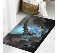 JHAOUNUK Tappeto Bagno Super Assorbente Tappetino per Doccia Microfibra,Asciugatura Rapida Tappetino Doccia per,Ragazza tiene in mano una lanterna rotonda e guarda il fantasma volante in stile,60x90cm