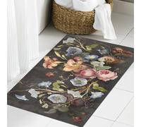 JHAOUNUK Tappeto Bagno Super Assorbente Tappetino per Doccia Microfibra,Asciugatura Rapida Tappetino Doccia per,Illustrazione di fiori su muro di cemento scuro grunge. Loft moderno classico ba,60x90cm