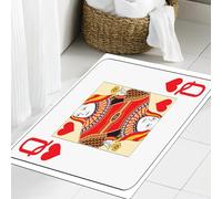 JHAOUNUK Tappeto Bagno Super Assorbente Tappetino per Doccia Microfibra,Asciugatura Rapida Tappetino Doccia per,Carta da gioco regina di cuori con indice jumbo,60x90cm