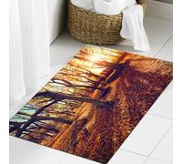 JHAOUNUK Tappeto Bagno Super Assorbente Tappetino per Doccia Microfibra,Asciugatura Rapida Tappetino Doccia per,Decorazione della fattoria, fogliame del tramonto della foresta, foglie cadute,60x90cm
