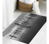 JHAOUNUK Tappeto Bagno Super Assorbente Tappetino per Doccia Microfibra,Asciugatura Rapida Tappetino Doccia per,Skyline di Chicago, Nostalgico Lago Michigan invecchiato Porto Città costiera Ur,60x90cm