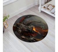 JHAOUNUK Tappeto Bagno Super Assorbente Tappetino per Doccia Microfibra,Asciugatura Rapida Tappetino Doccia per,cavaliere con la spada di luce in piedi vicino al gigantesco drago di fuoco illu,60x60cm
