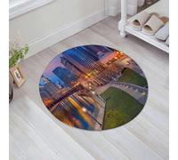 JHAOUNUK Tappeto Bagno Super Assorbente Tappetino per Doccia Microfibra,Asciugatura Rapida Tappetino Doccia per,Skyline del fiume Chicago con grattacieli urbani di notte IL USA,60x60cm