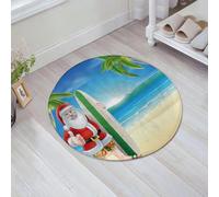 JHAOUNUK Tappeto Bagno Super Assorbente Tappetino per Doccia Microfibra,Asciugatura Rapida Tappetino Doccia per,Fumetto di Babbo Natale che tiene in mano una tavola da surf e fa il pollice in,60x60cm