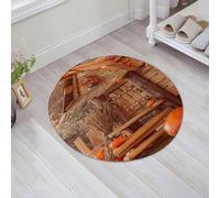 JHAOUNUK Tappeto Bagno Super Assorbente Tappetino per Doccia Microfibra,Asciugatura Rapida Tappetino Doccia per,Decorazione d' di una casa in quercia da favola, sfondo autunnale con zuc,60x60cm
