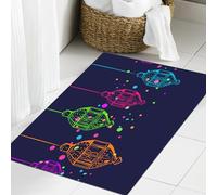 JHAOUNUK Tappeto Bagno Super Assorbente Tappetino per Doccia Microfibra,Asciugatura Rapida Tappetino Doccia per,Lanterna, candele in schizzo notturno con motivi arabi a pois decorativi,60x90cm